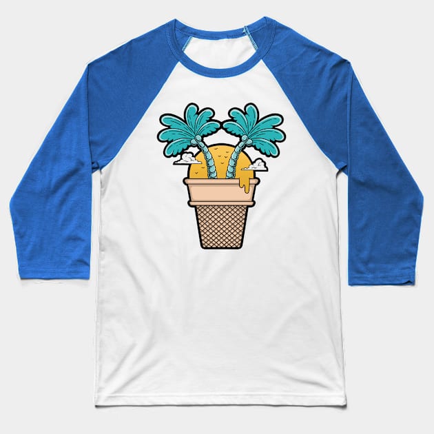 Palm tree Baseball T-Shirt by Budiaryawan